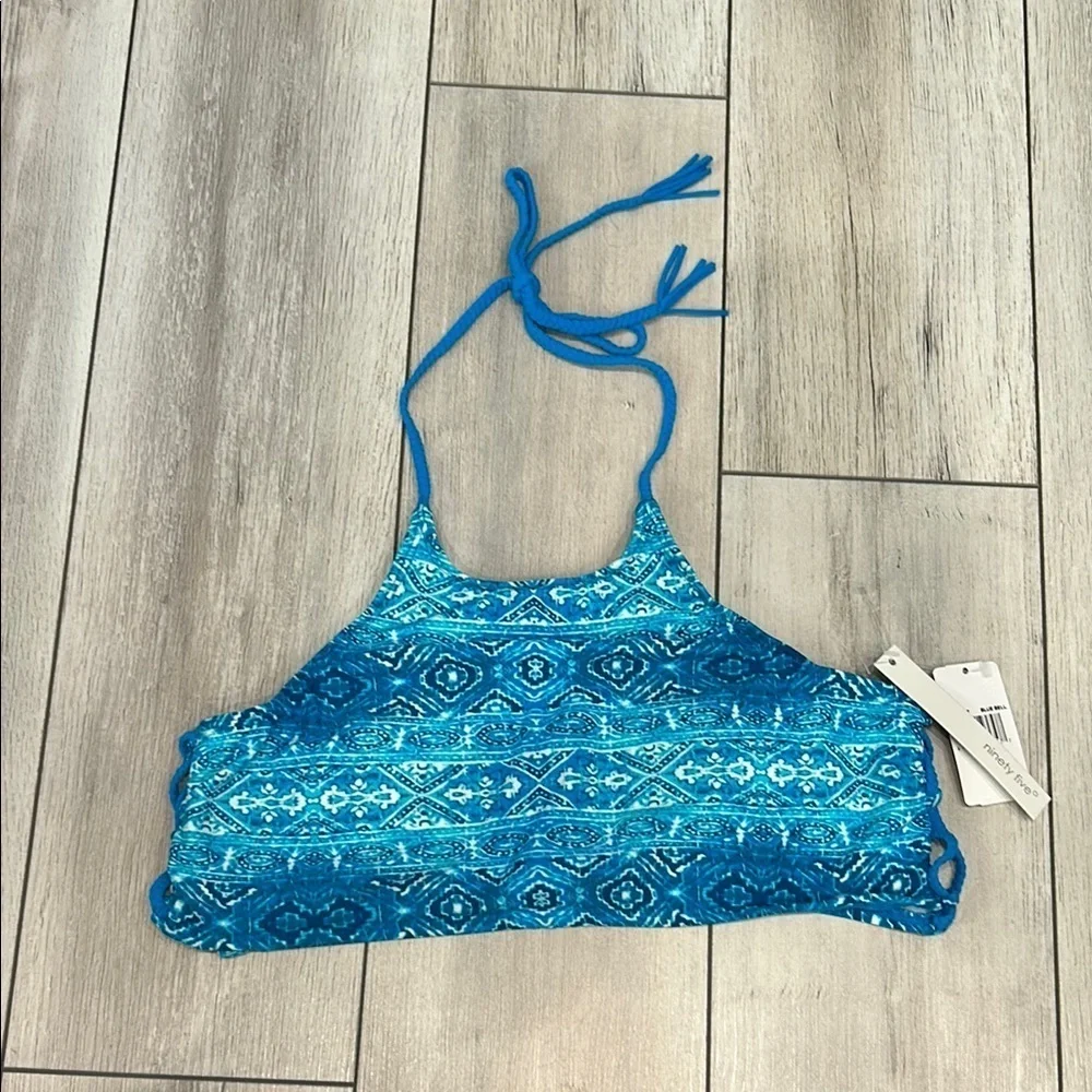 Ninety Five blue halter swim bikini top size large